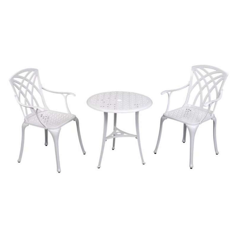 Inko Bistro-Set Chester Alu-Guss Tisch Ø 66 cm Stühle mit Armlehnen 2 versch Farben