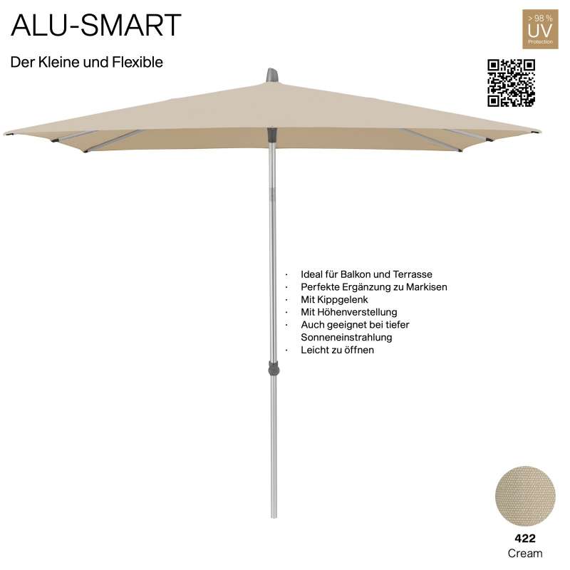 GLATZ Sonnenschirm ALU-SMART 240 x 240 cm Gestell natureloxiert Farbe 422 Cream