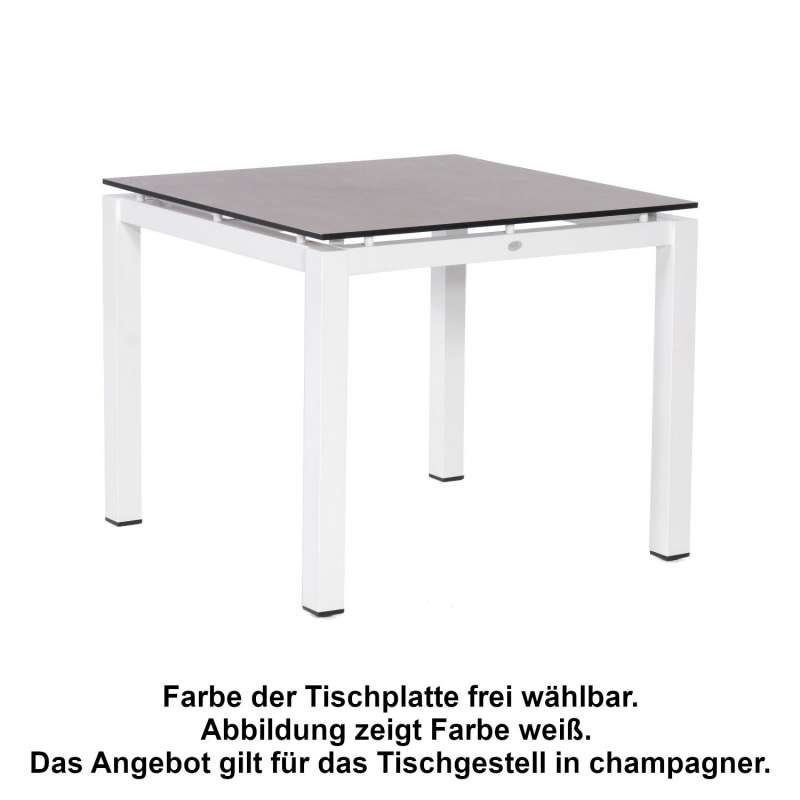 Sonnenpartner Gartentisch Base 90x90 cm Aluminium champagner Tischsystem mit wählbarer Tischplatte H