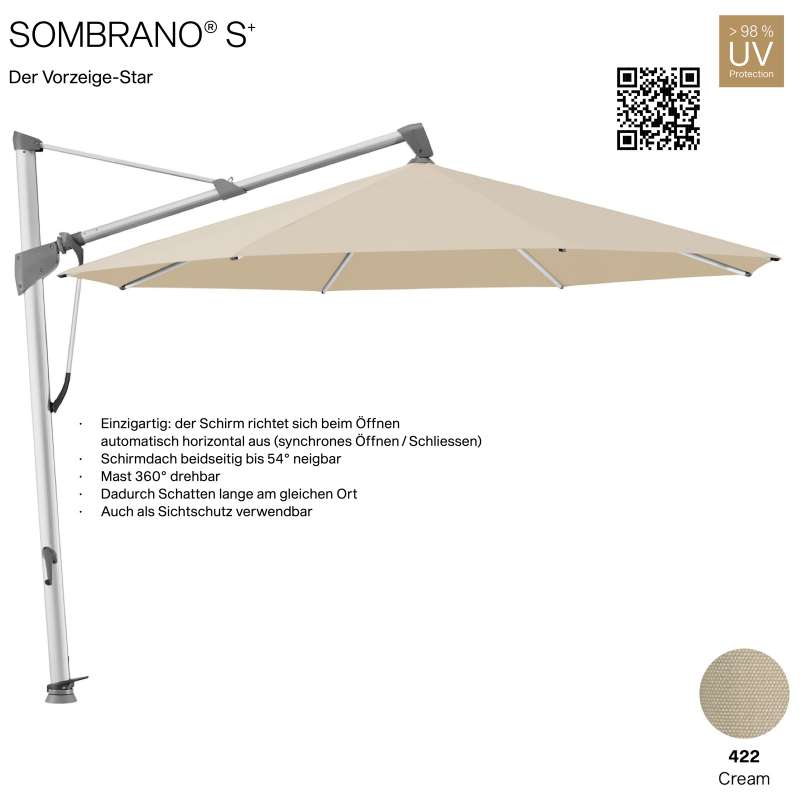 GLATZ Ampelschirm SOMBRANO® S+ rund ø 400 cm Freiarmschirm Farbe 422 Cream