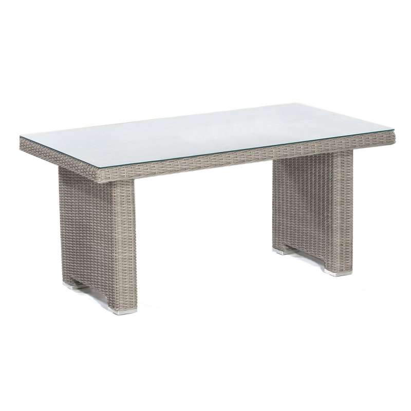 Sonnenpartner Dining-Tisch Residence 140x80 cm Aluminium mit Polyrattan stone-grey mit Glas Loungeti