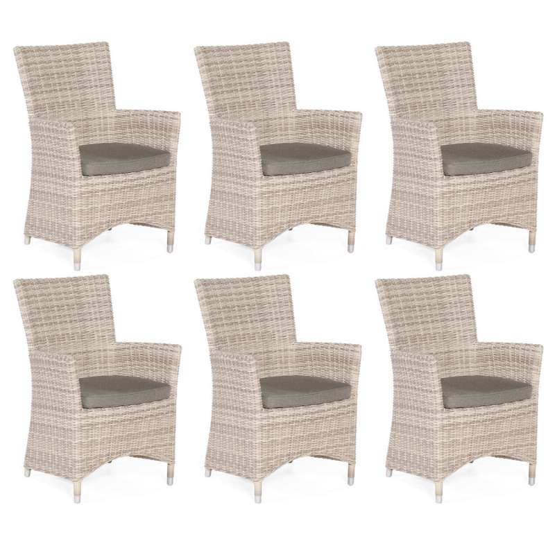 Sonnenpartner 6er-Set Garten-Sessel Ikarus Aluminium mit Polyrattan white-coral Gartenstuhl