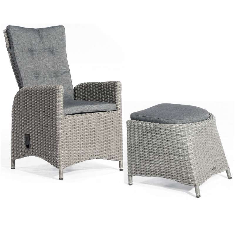 SunnySmart Dining-Sessel Para-Plus mit Fußhocker Kunststoffgeflecht rustic-vintage