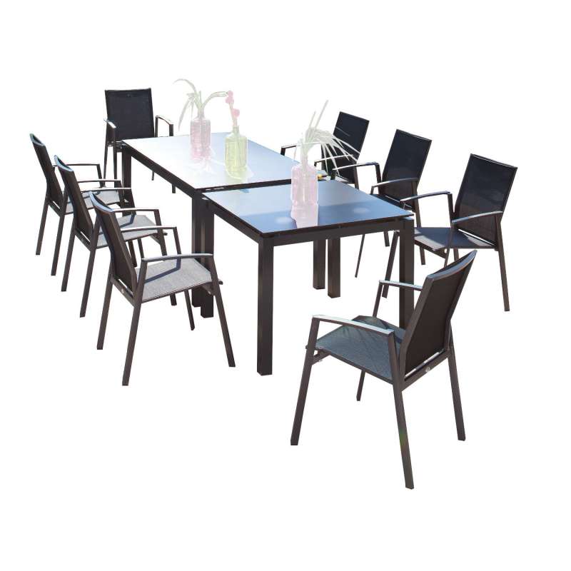 Sonnenpartner 10-teilige Sitzgruppe Fresno Base 160x90 90x90 cm Aluminium anthrazit