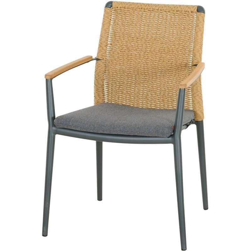 Siena Garden Roma Stapelsessel - Teak FSC/Aluminium/Gardino®-Geflecht, natur (R07993)