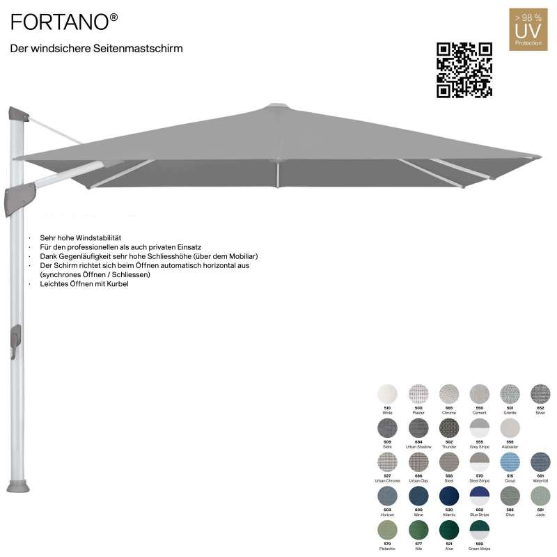 GLATZ Sonnenschirm FORTANO® Ampelschirm 400 x 300 cm 100 % Polyacryl in 27 Farbvarianten