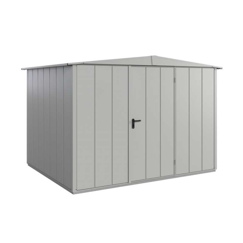 Hörmann Gerätehaus Modell Berry Modern Typ 3 mit Satteldach Einzeltür RAL 9006 Weißaluminium