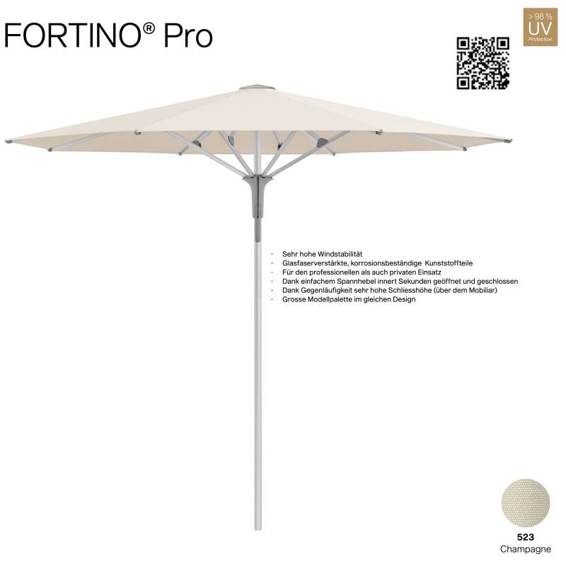 GLATZ Sonnenschirm FORTINO® Pro rund ø 250 cm Farbe 523 Champagne 100 % Polyacryl