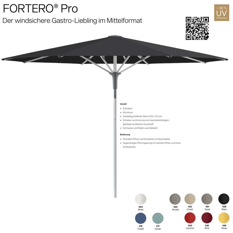 GLATZ Sonnenschirm FORTERO® Pro rund ø 350 cm Mittelmastschirm in 10 Farbvarianten