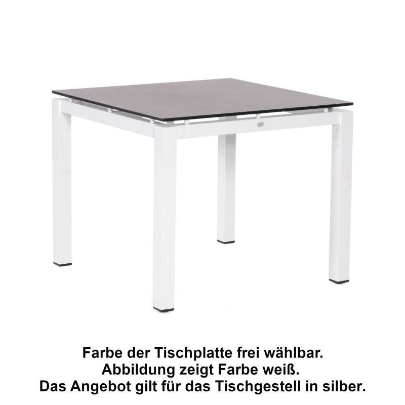 Sonnenpartner Gartentisch Base 90x90 cm Aluminium silber Tischsystem mit wählbarer Tischplatte HPL T