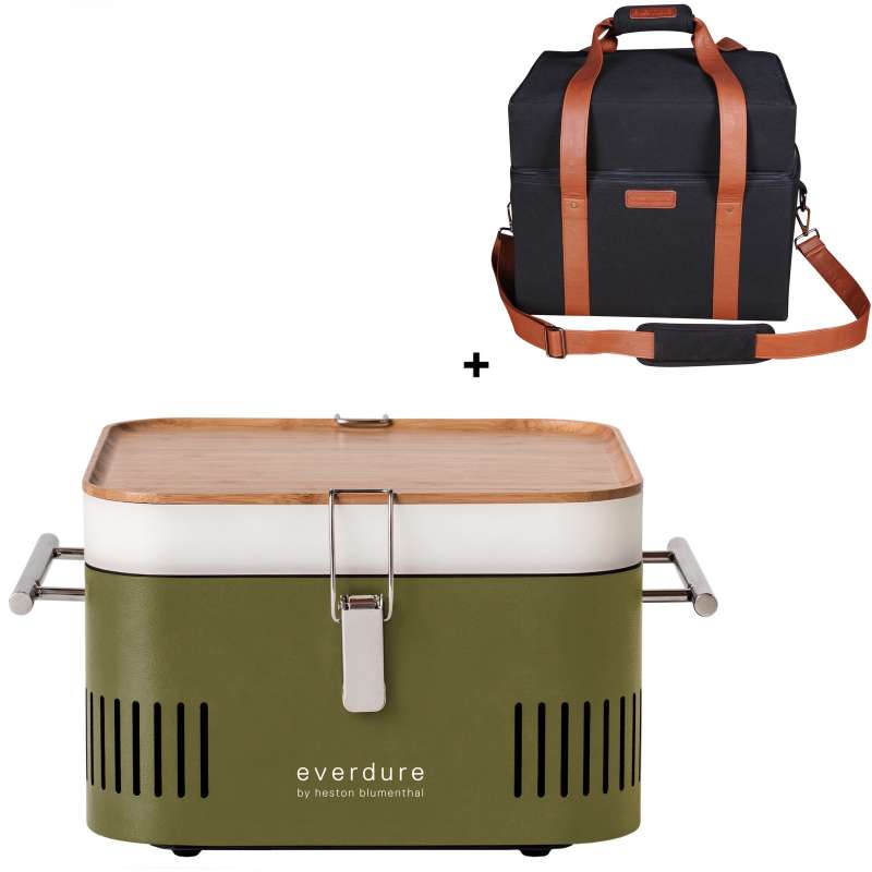 Everdure Holzkohlegrill Cube Farbe Khaki tragbar inkl. Transporttasche