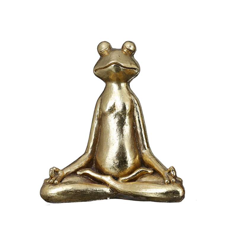 Casablanca Figur Yoga Frosch klein Dekoration goldfarben Outdoor-geeignet 34 cm