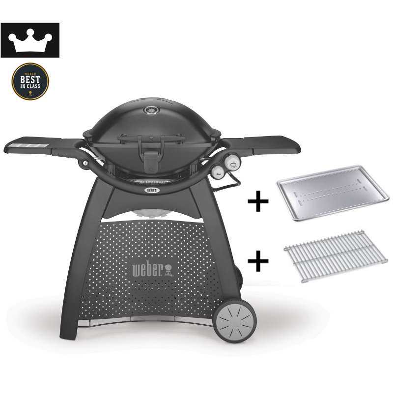 Weber Gasgrill Q 3200 mit Rollwagen Black inkl. Hitzeschild und Bratenrost