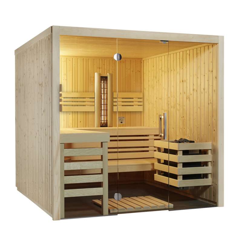 Infraworld Sauna Panorama Complete Fichte inkl. 1 Infrarotstrahler 210x210x203 cm