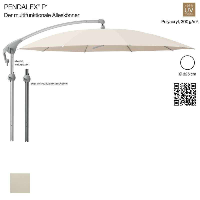 GLATZ Sonnenschirm PENDALEX® P+ rund ø 325 cm Bezug 523 Champagne Stoffklasse 5 Freiarmschirm