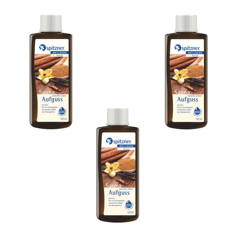 Spitzner Saunaaufguss Vanille-Zimt 3x 190 ml 3er Vorteilspack Wellness Konzentrat