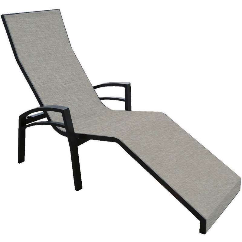 Stern Relaxliege Sonnenliege Gartenliege Aluminium-Gestell schwarz Leinen Grau