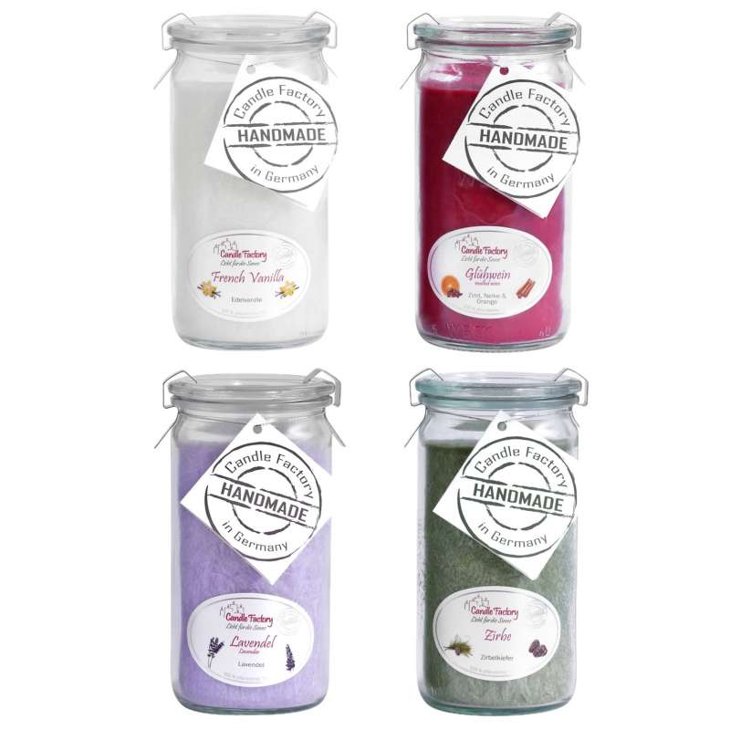 Candle Factory Kerzen-Set Lieblingsdüfte 4x Mini Jumbo Duftkerze Dekokerze