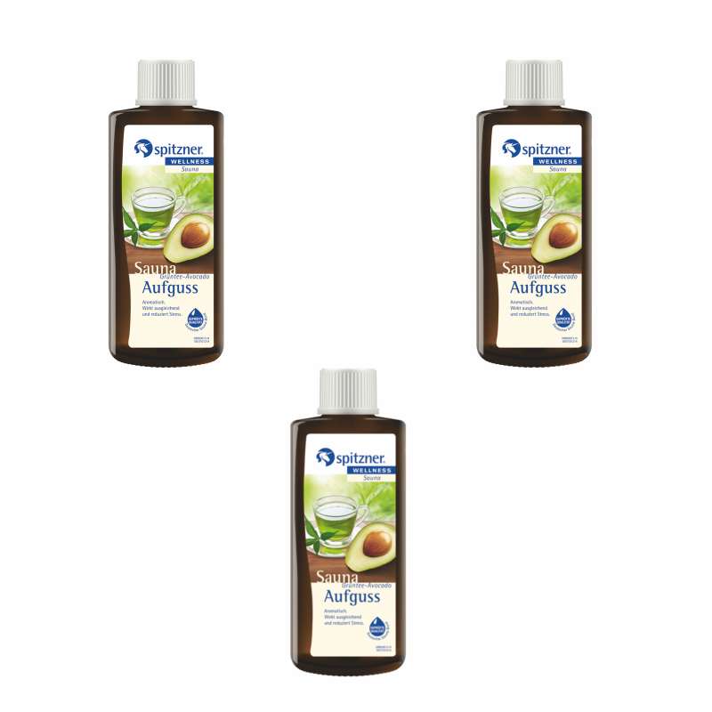 Spitzner Saunaaufguss Grüntee Avocado 3x 190 ml 3er Vorteilspack 8850074