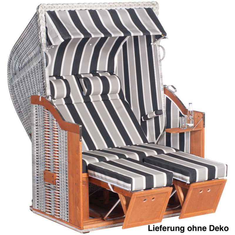 Sonnenpartner Strandkorb Classic 2-Sitzer Halbliegemodell weiß/anthrazit mit Sonderausstattung