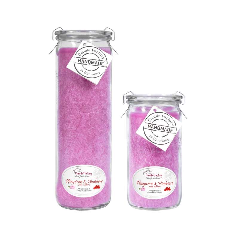 Candle Factory Kerzen-Set Pfingstrose & Himbeere Big + Mini Jumbo Duftkerze Dekokerze