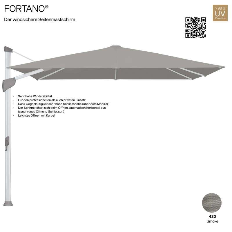 GLATZ Sonnenschirm FORTANO® Ampelschirm 400 x 300 cm Freiarmschirm Farbe 420 Smoke