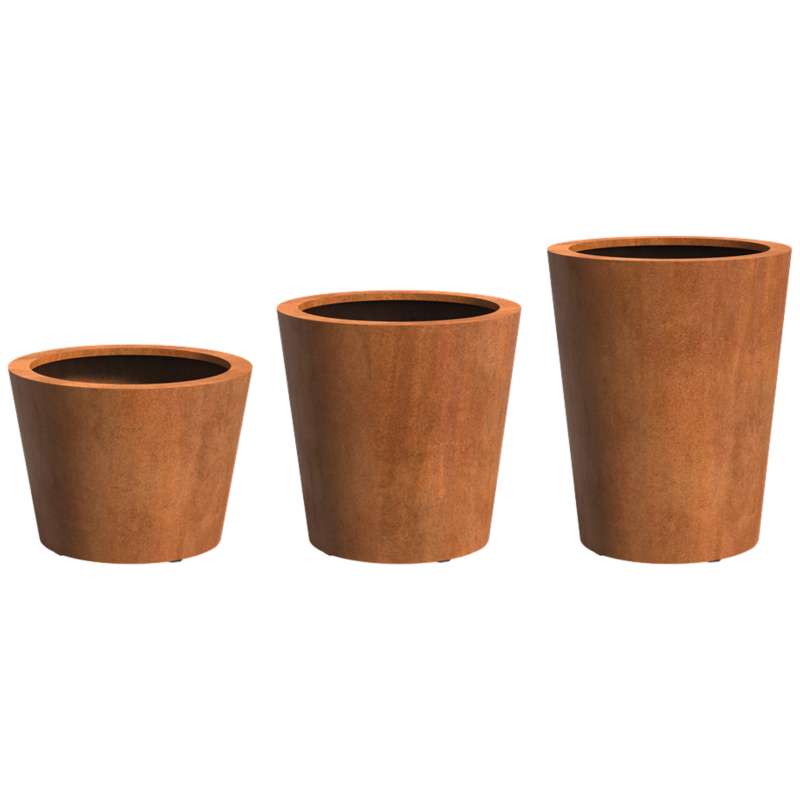 Adezz Conic mit Boden Pflanzgefäß aus Corten-Stahl Pflanzkübel Blumentopf