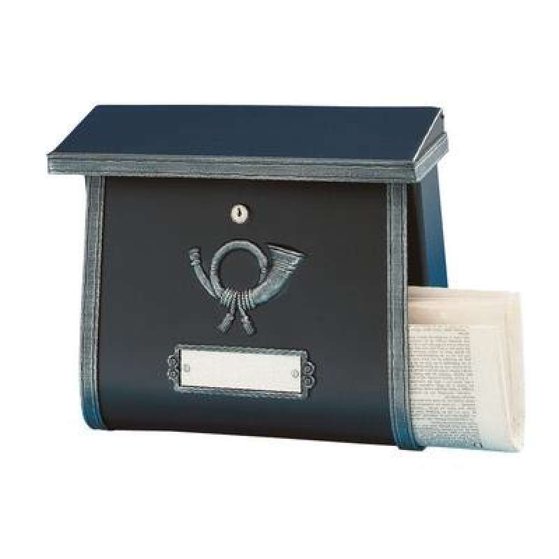 Heibi Briefkasten MULTI mit Zeitungsfach Antik-Stil Stahl schwarz-antik patiniert DIN C4 quer
