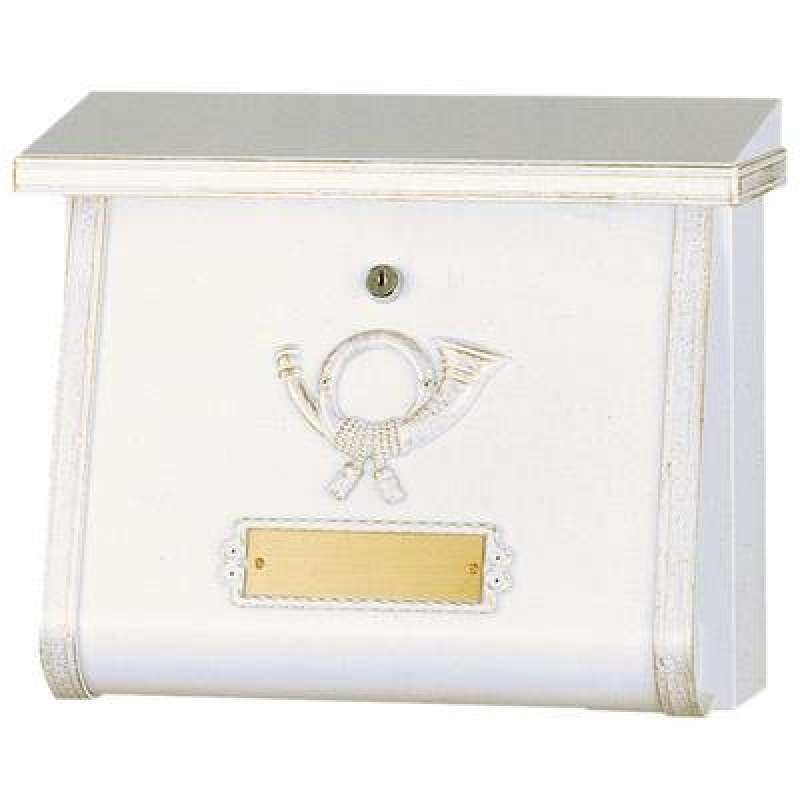 Heibi Briefkasten MULTI mit Zeitungsfach Antik-Stil Stahl weiß-gold patiniert DIN C4 quer