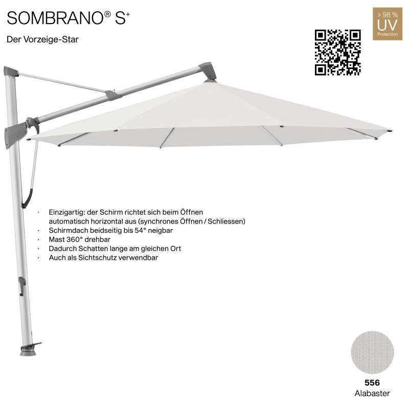 GLATZ Ampelschirm SOMBRANO® S+ rund ø 400 cm Freiarmschirm Farbe 556 Alabaster