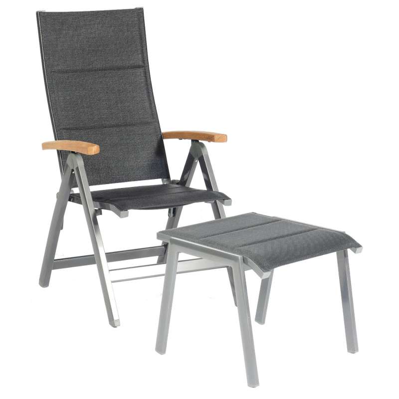 Sonnenpartner Klappsessel Sierra mit Fußhocker Aluminium mit Textilen anthrazit Klapp-Sessel Klappst