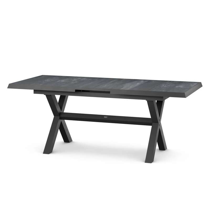 Siena Garden Sincro Tisch, ausziehbar, 160/200x90 cm – Aluminium (matt anthrazit) & Keramik (wood-gr