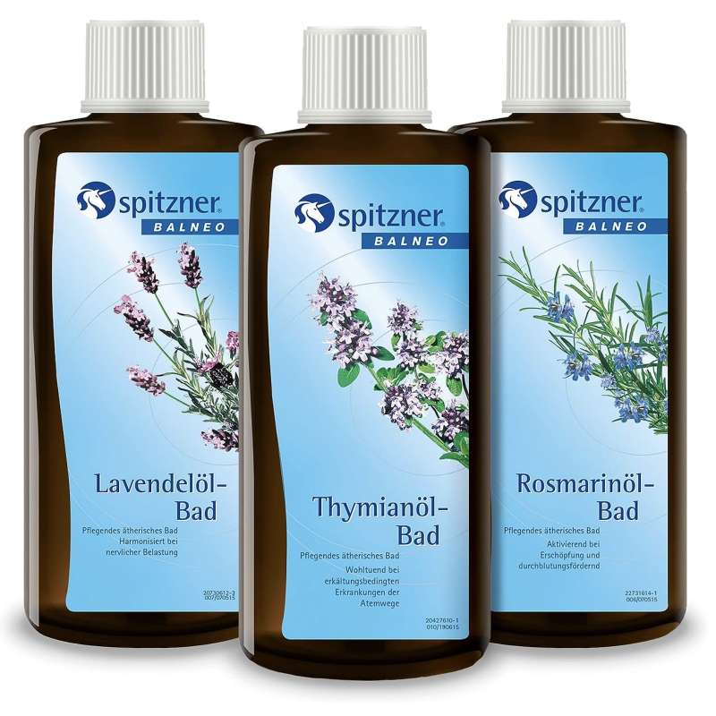 Spitzner Badezusatz Set Südländische Lebensart 3x 190ml Lavendelöl Thymianöl Rosmarinöl