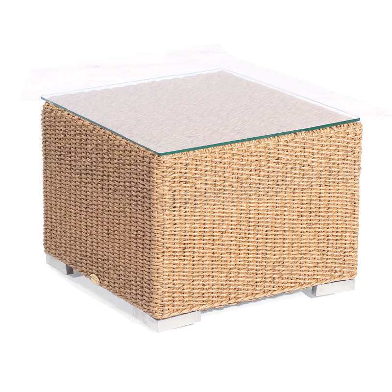 Sonnenpartner Lounge-Tisch Residence 60x60 cm Alu/Polyrattan Hyazinthoptik Glas