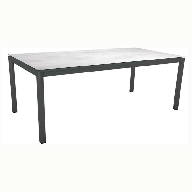 Stern Gartentisch Classic Aluminium anthrazit 200x100 cm mit Tischplatte Silverstar 2.0 Zement hell