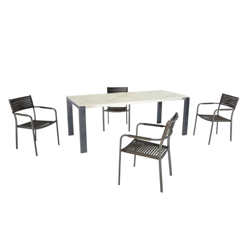 SIT Mobilia 5-tlg Sitzgruppe Olympia Oslo/Arica Edelstahl anthrazit/Alu 160x95 cm