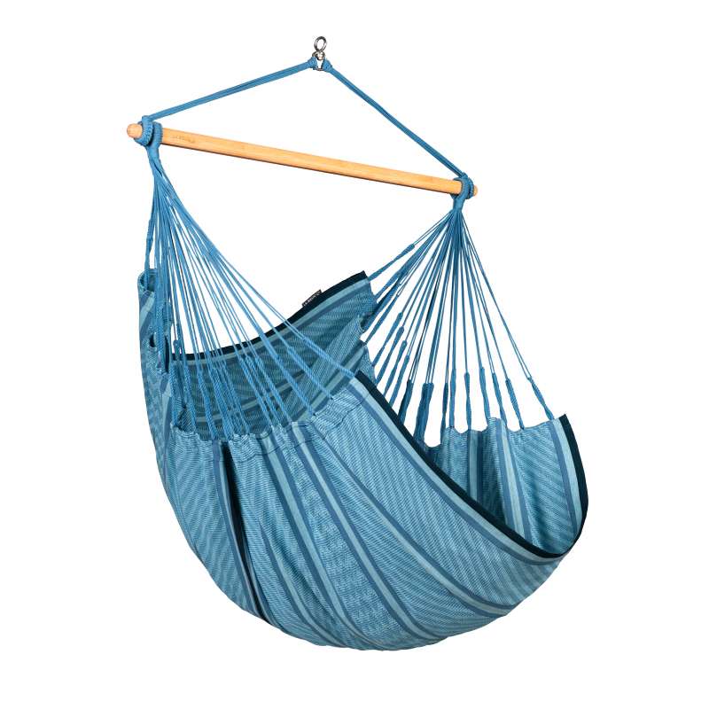 La Siesta Hängesessel HABANA Comfort zebra blau Lounger aus Bio-Baumwolle Hängematte Hängestuhl