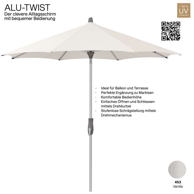 GLATZ Sonnenschirm ALU-TWIST rund ø 330 cm Stoffqualität 4 Farbe 453 Vanilla Mittelstock