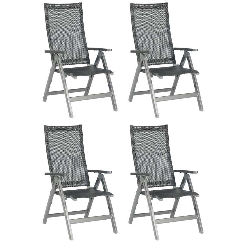 Sonnenpartner 4er-Set Klappsessel Fresno Aluminium/Textilen anthrazit Klappstuhl