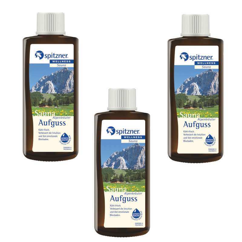 Spitzner Vorteilspack Alpenkräuter 190 ml 3er Saunaaufguss Aufgussset