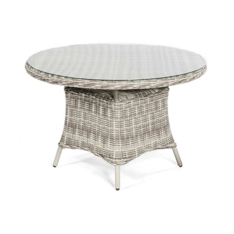 SunnySmart Midland Gartentisch rund Ø120 cm Aluminium mit Kunststoffgeflecht