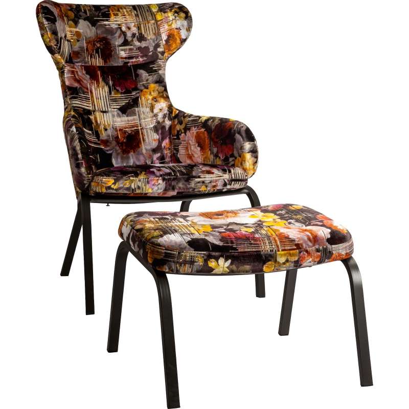 Stern Stan Gartensessel inkl. Fußhocker Gartenstuhl Gartensessel Blumen Design