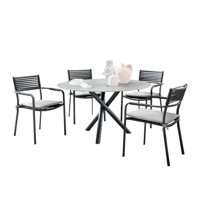 SIT Mobilia 5-tlg Sitzgruppe Tubo/Arica Edelstahl anthrazit/Aluminium Ø 120 cm