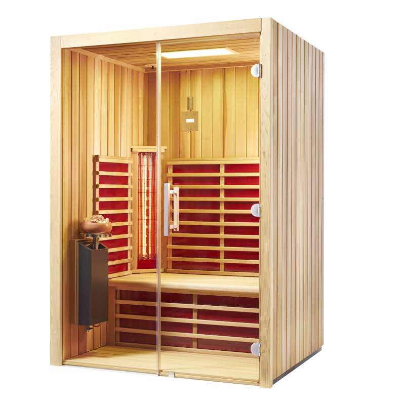 Infraworld Infrarotkabine TrioSol Glas 145 Cedar Flächenheizung/ABC-Strahler/Salzverdampfer 145x112
