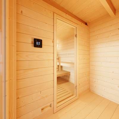 Vorschau: Infraworld Gartensauna Terra 2B Außensauna mit Vorraum Saunahaus 341 x 230 cm Vorschau: Infraworld Gartensauna Terra 2B Außensauna mit Vorraum Saunahaus 341 x 230 cm