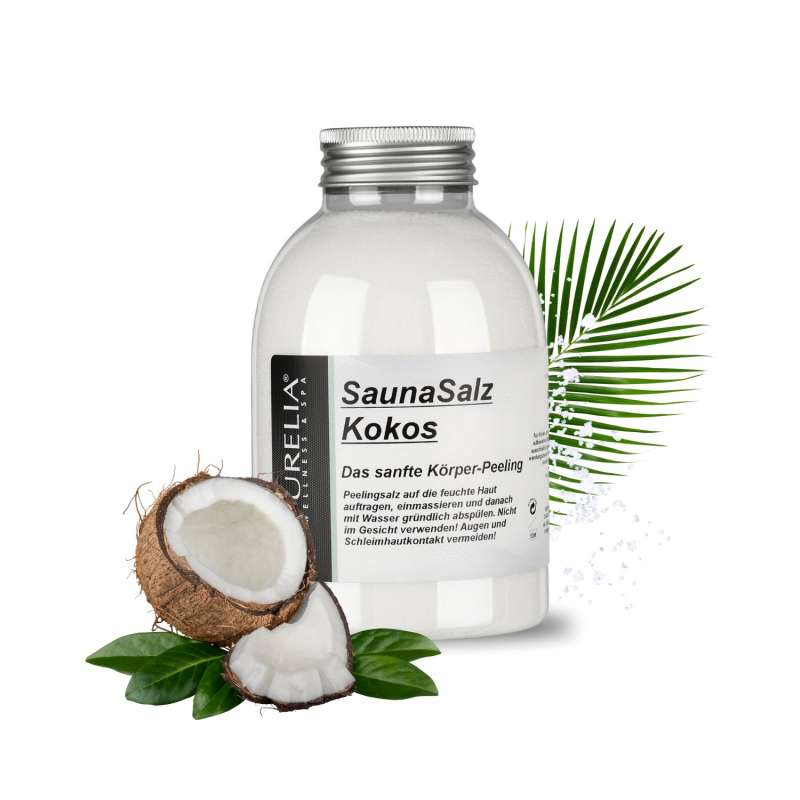 PURELIA Sauna Salz Kokos 650g Peelingsalz Sauna Salz Peeling Körperpeeling