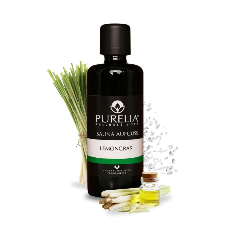 PURELIA Saunaaufguss Konzentrat Lemongras 100 ml natürlicher Sauna-aufguss - reine ätherische Öle