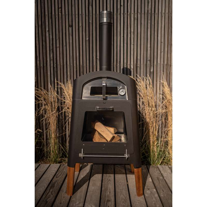 Masuria Kamin Nexo Black Multifunktionaler Holzofen, Feuerstelle, Grill und Pizzaofen