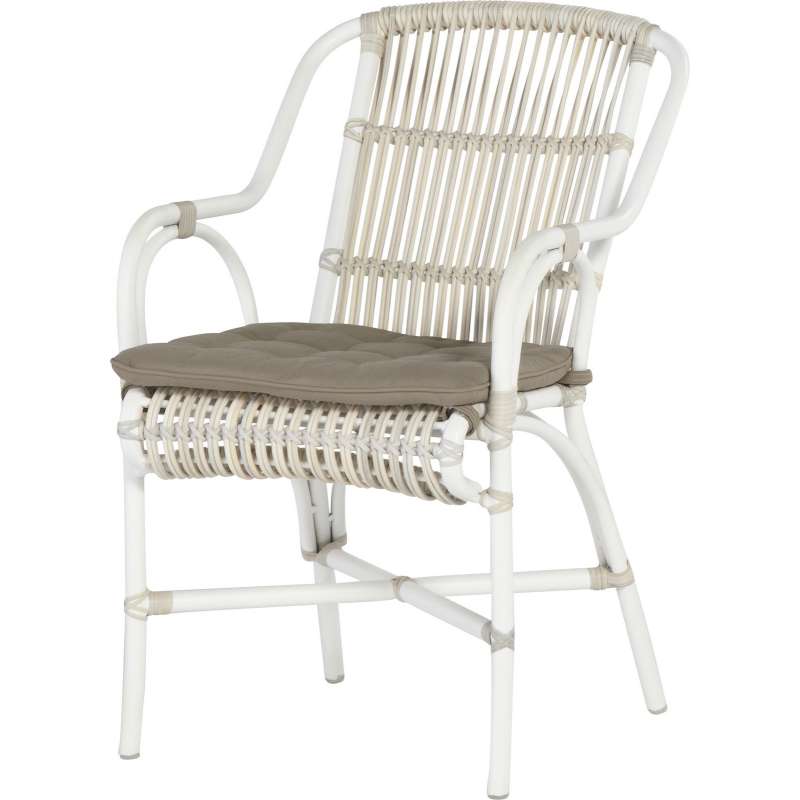 4Seasons Outdoor Loire Dining Sessel Aluminium weiß Polyrattan Retro Provance