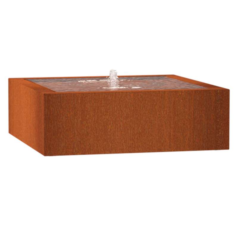 Adezz Wassertisch Corten-Stahl Rost braun/orange Wasserspiel mit Pumpe und LED verschiedene Größen